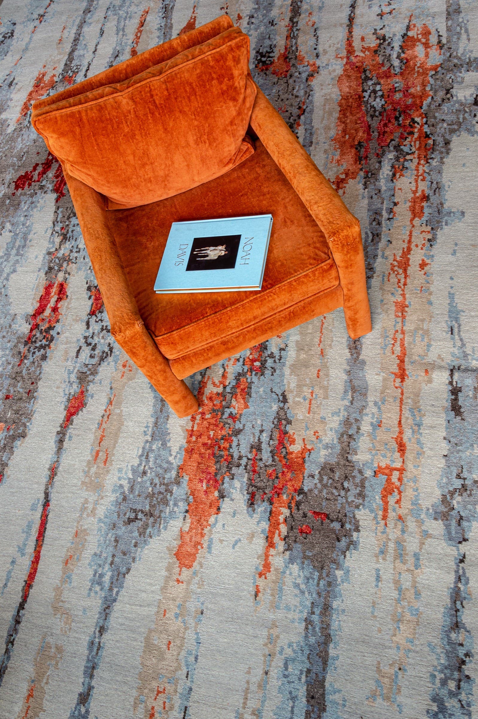 Acid wash warmth rug in a room setting