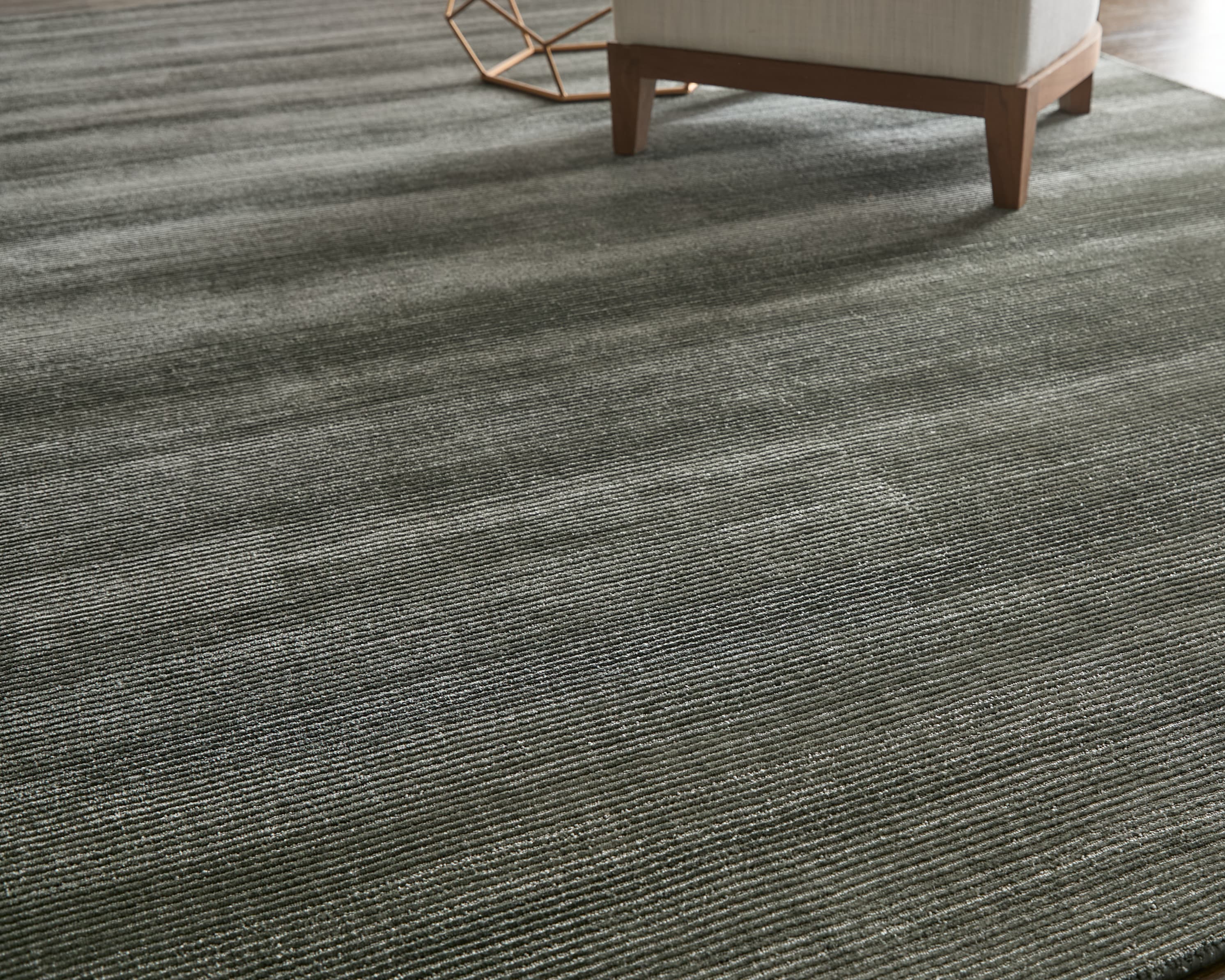 Contemporary Black rug styled in a room