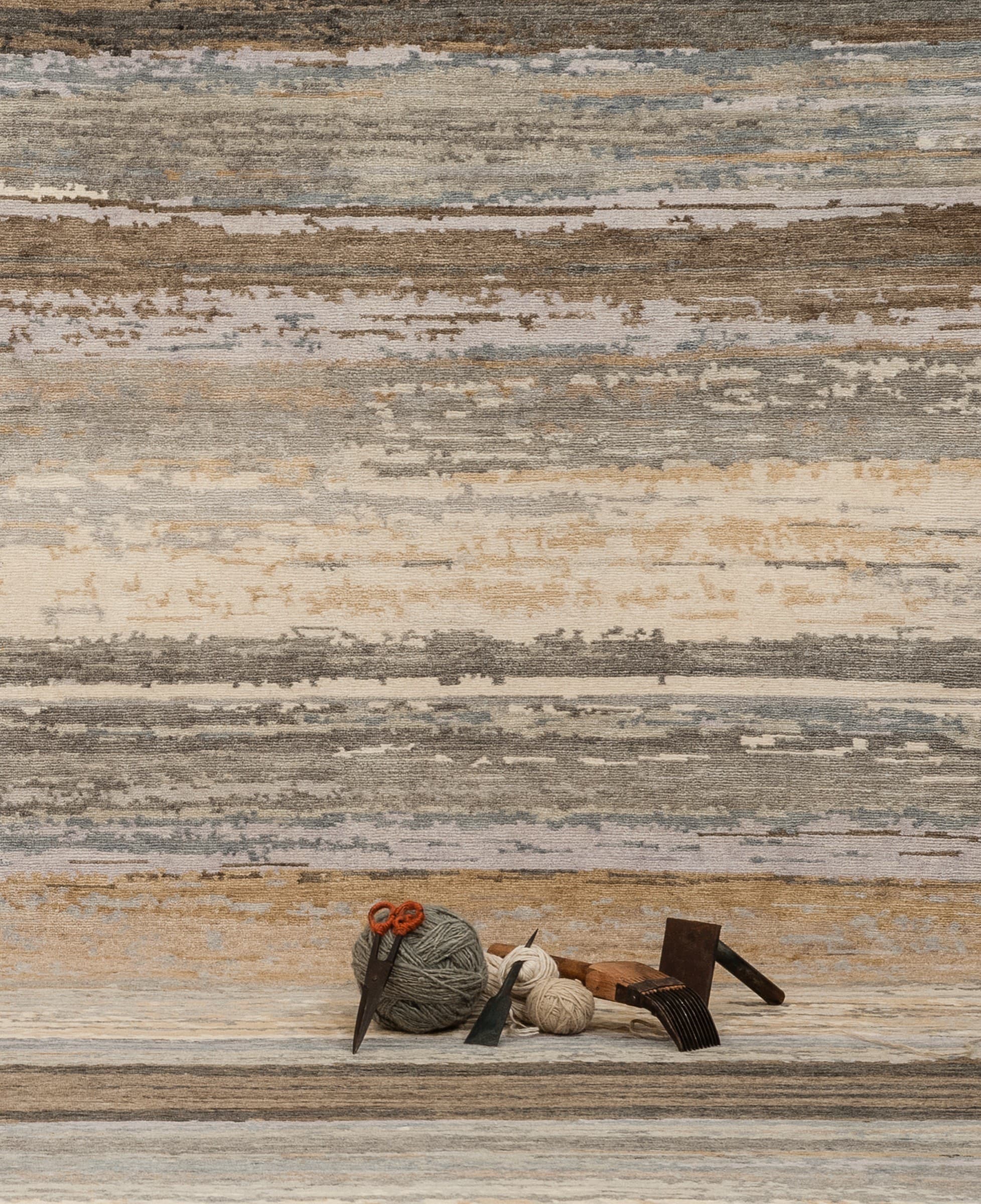 Rhein haze rug shown in a room setting